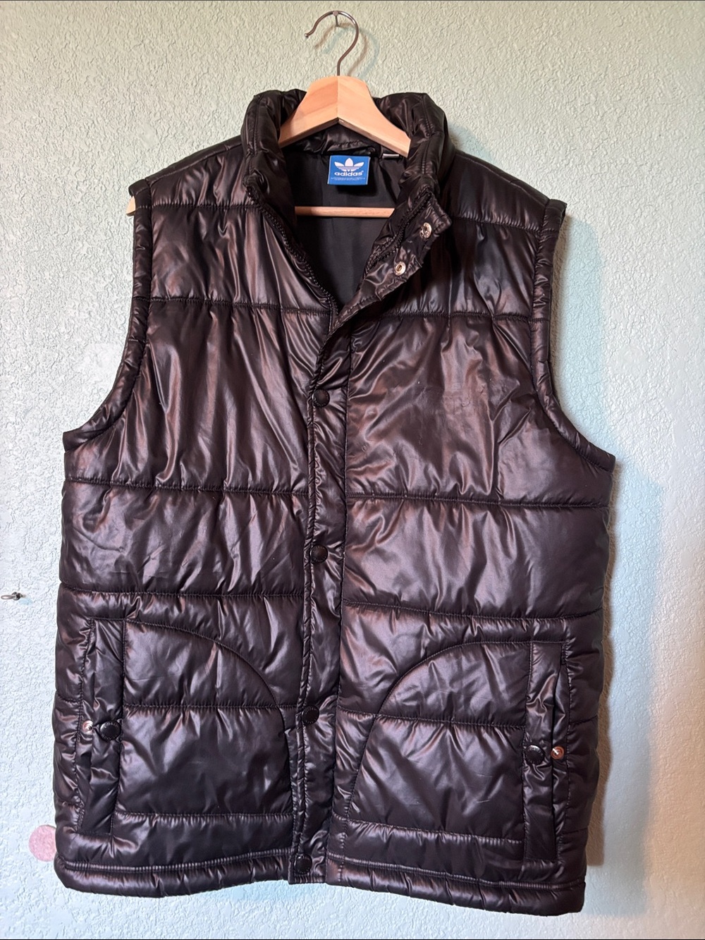 adidas Men’s Black Quilted Puffer Vest Size Medium - Good